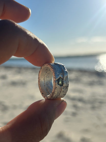 Chunky Arena Ring x Natural Aussie Rough Sapphire