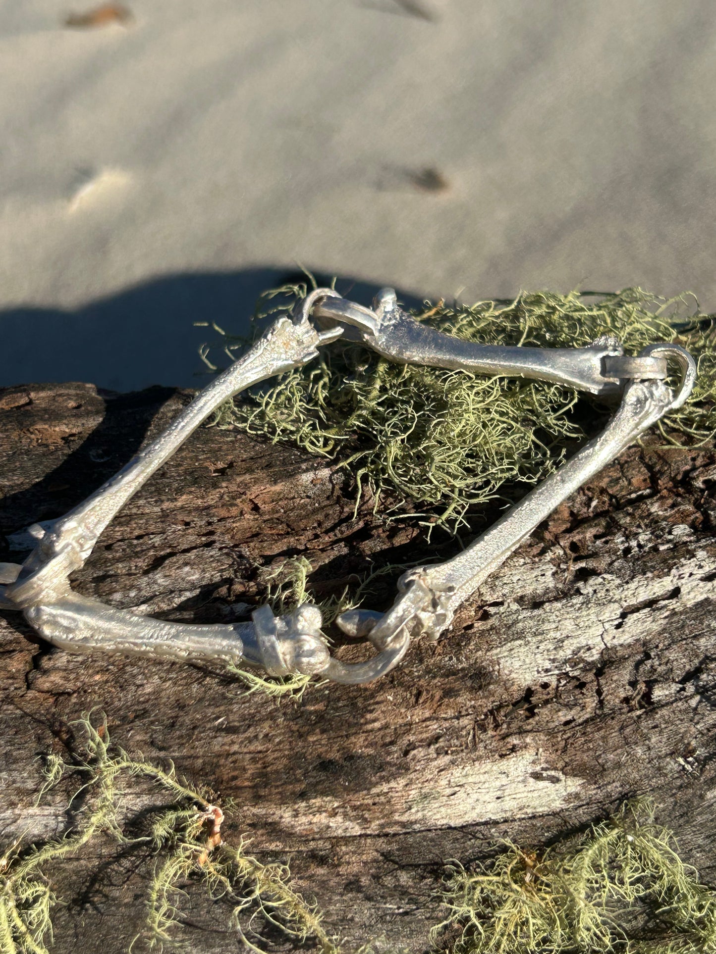 999 Solid Silver Seagull Bones Cuff