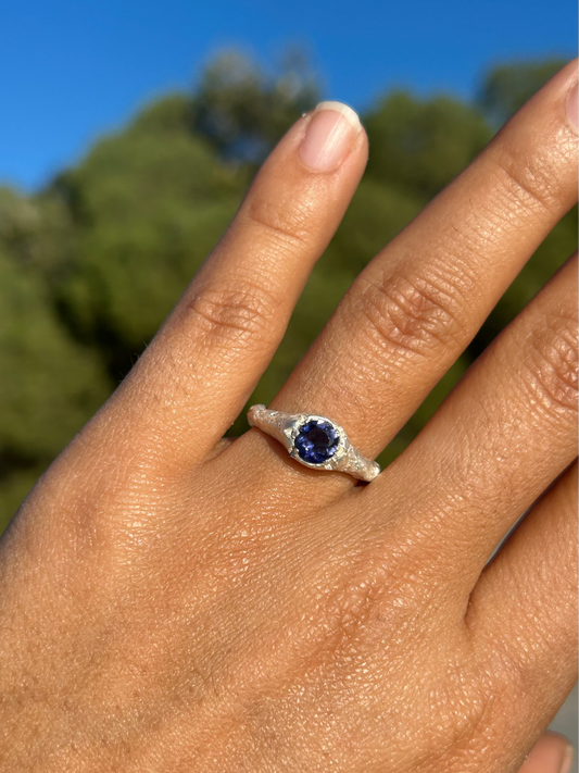 Sand Textured 999 Silver Lolite Haven Ring