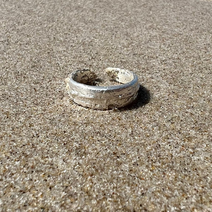 Sandcasted Solid 999 Silver Ring - The Arena ring - Adjustable - Unisex - Handmade